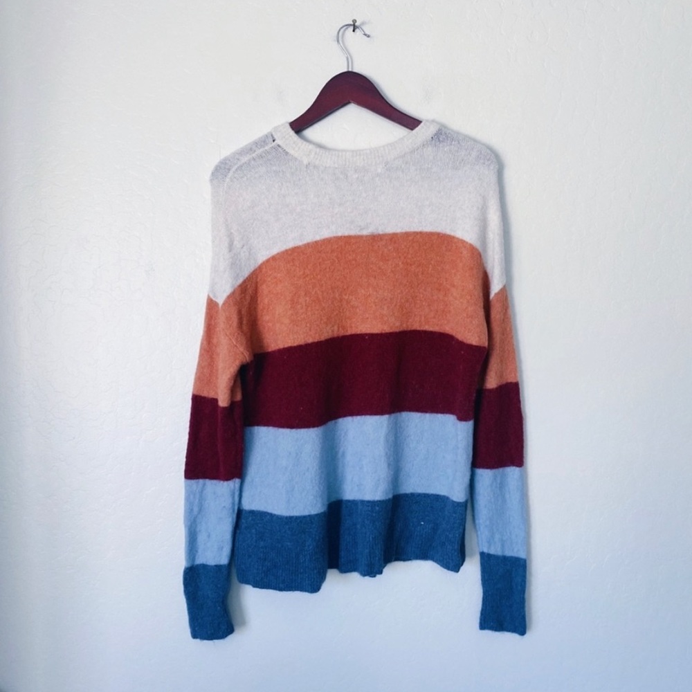Madewell Color Block Orange Blue Sweater